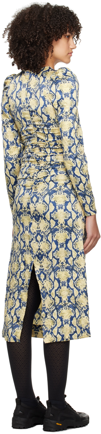 Ganni Crinkled Satin O-neck Midi Dress Safari 40 In 883 Safari