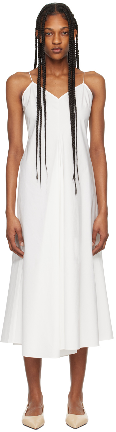 Rohe White Strap Midi Dress In 112 White