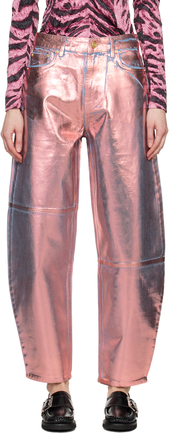 Shop Ganni Pink Stary Jeans In 395 Lilac Sachet
