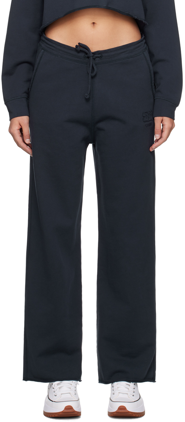 Ganni Navy Isoli Lounge Trousers In 683 Sky Captain