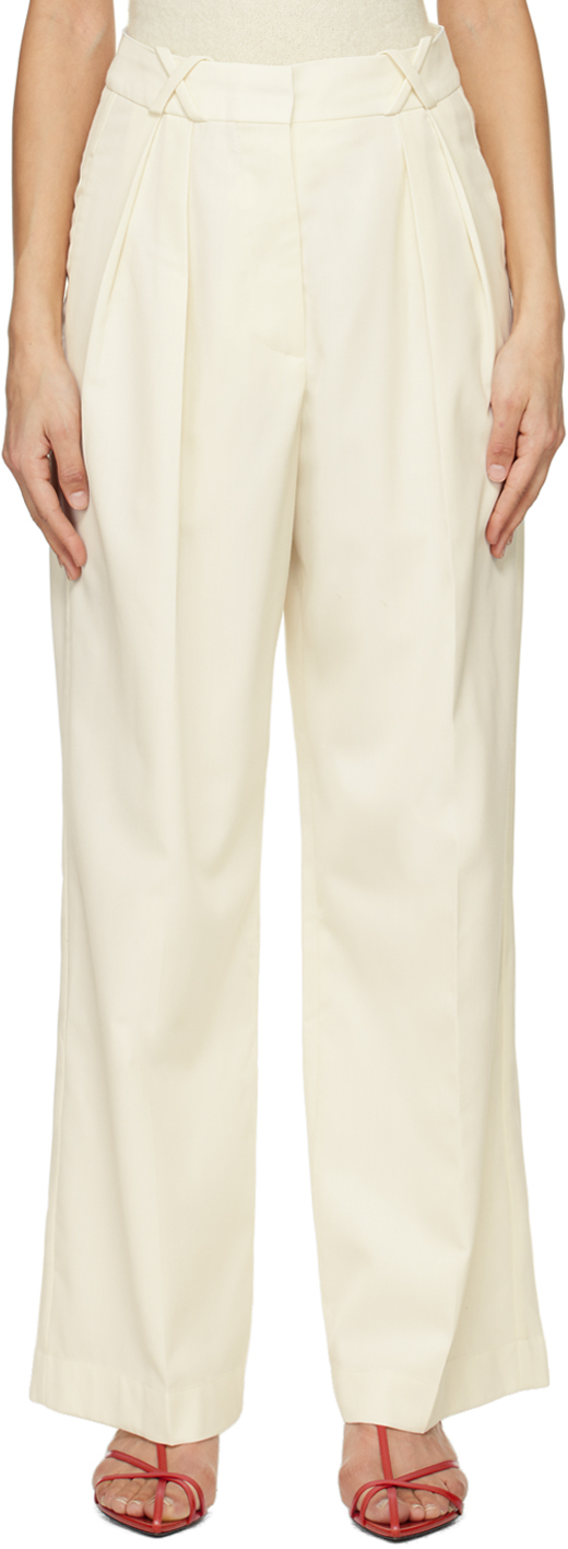 Shop Rohe Off-white Tailored Trousers In 139 Cream