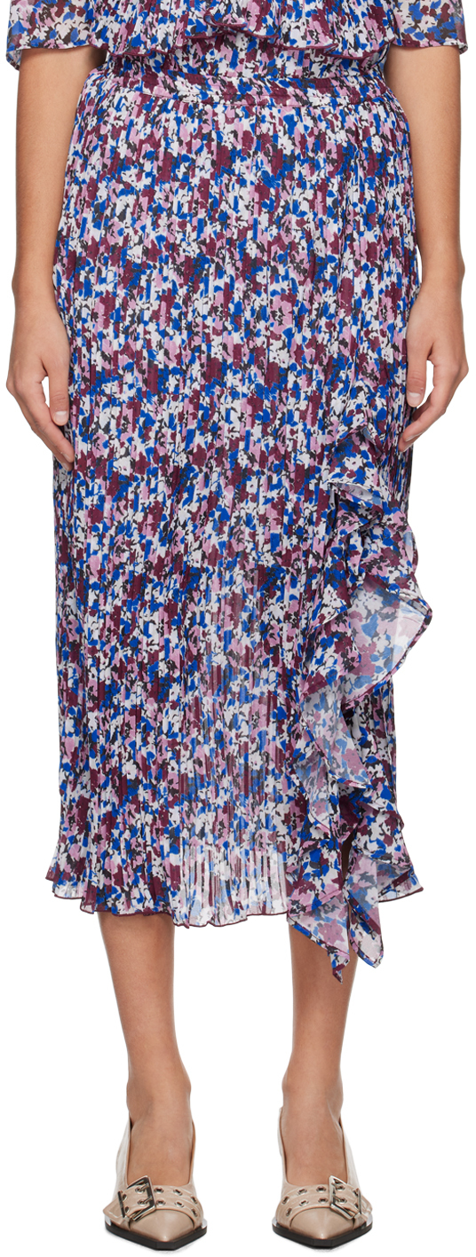 Shop Ganni Multicolor Pleated Midi Skirt In 999 Multicolour