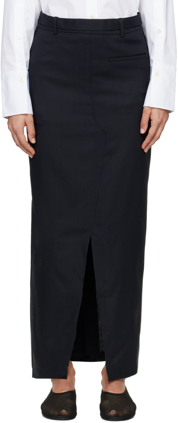 Shop Rohe Navy Reimagined Maxi Skirt In 102 Navy