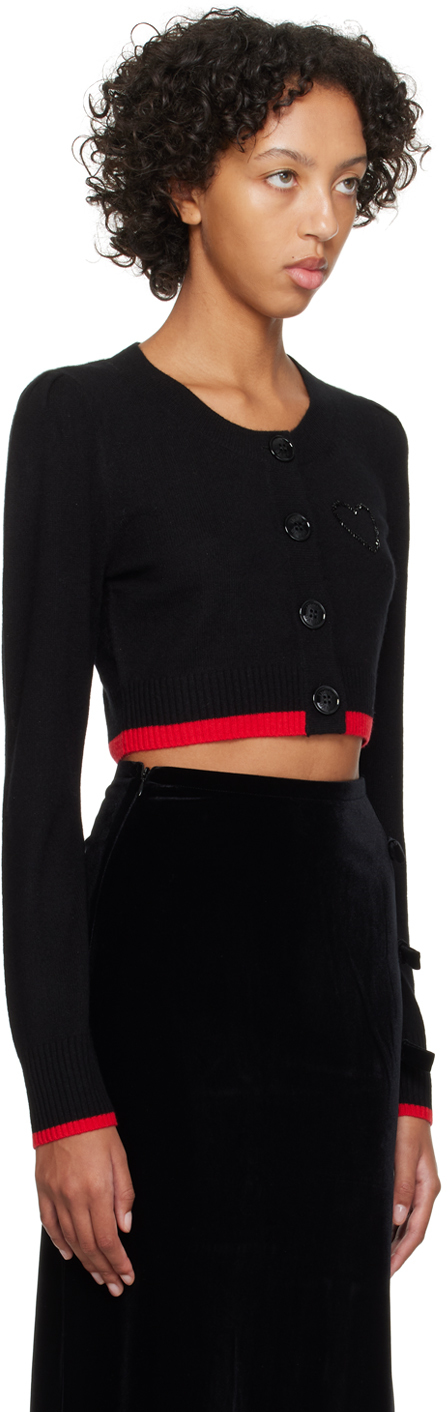 Ganni Bed-detail Merino Wool-blend Cardigan In 099 Black