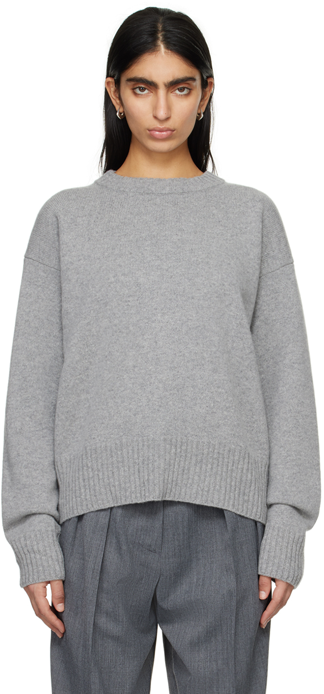 Shop Rohe Gray Crewneck Sweater In 907 Grey Melange