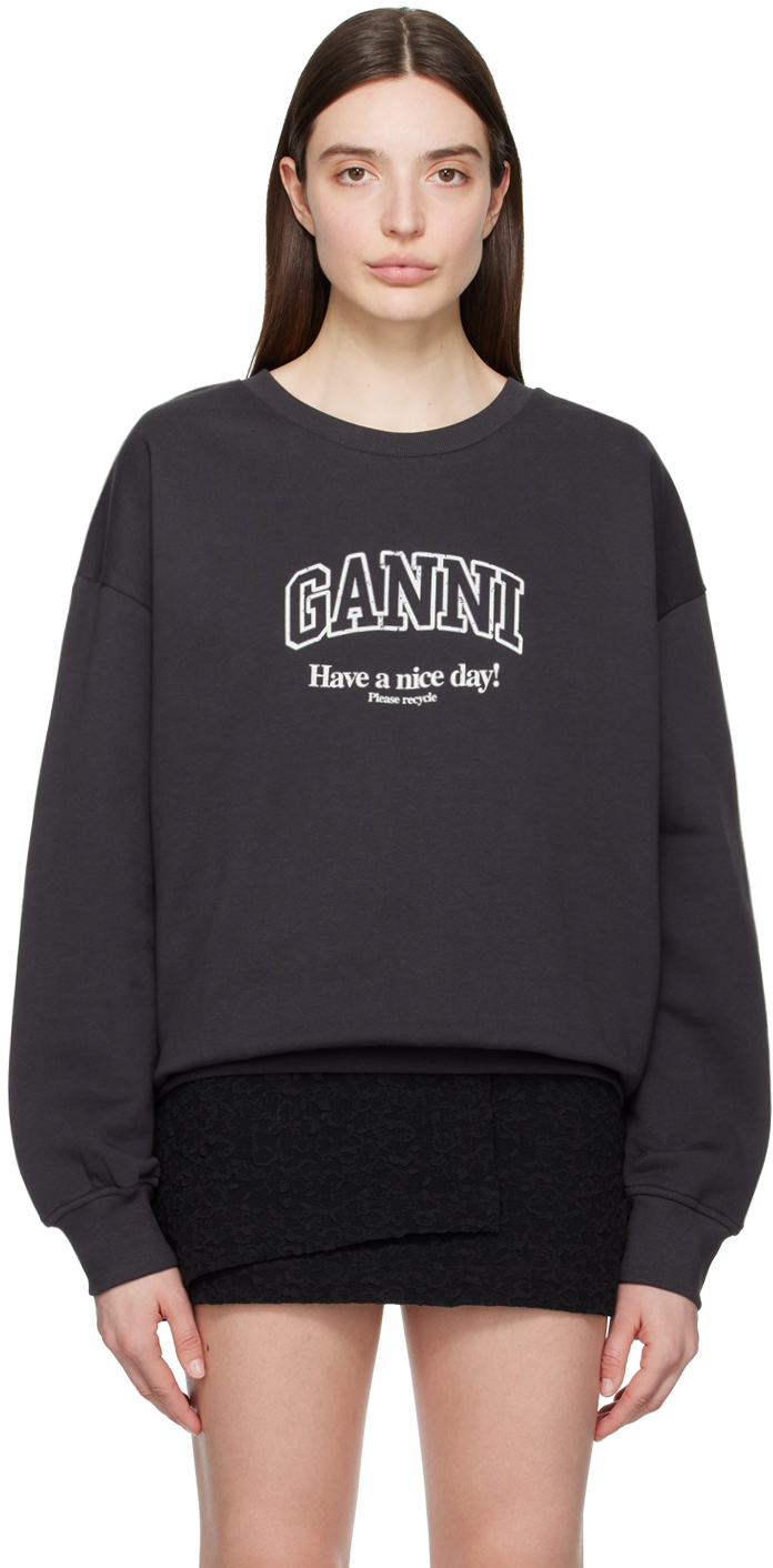 Ganni Oversized Collar Smiley Intarsia Cotton Robe Cardigan – evaChic