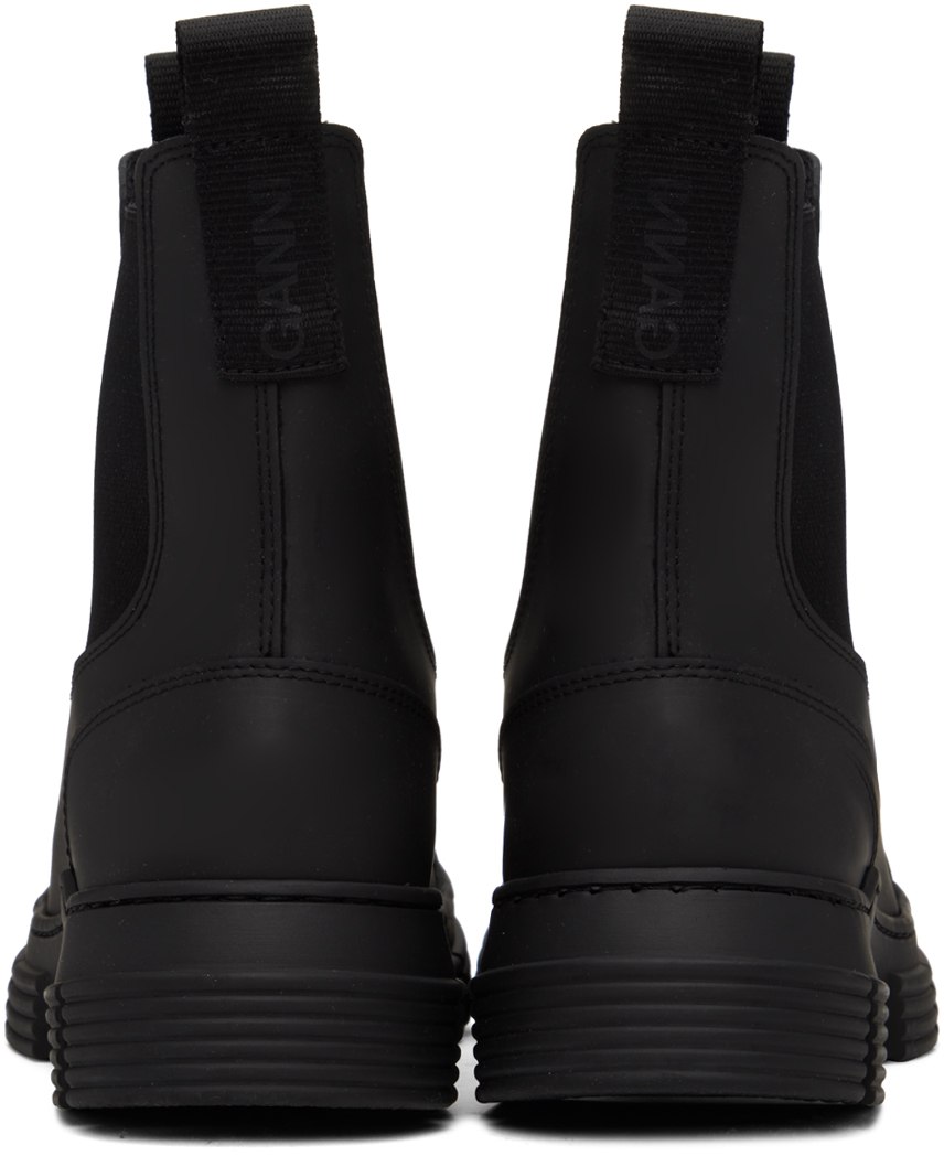 Shop Ganni Black Recycled Rubber City Boots In 099 Black