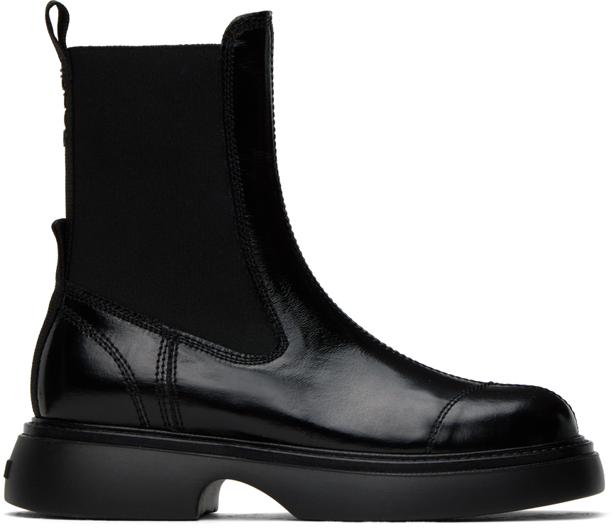 Shop Ganni Black Everyday Mid Chelsea Boots In 004 Black/black