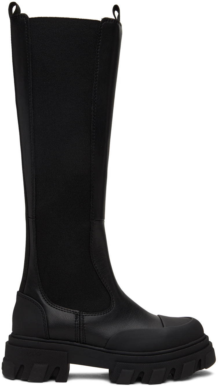 Black Cleated High Chelsea Boots