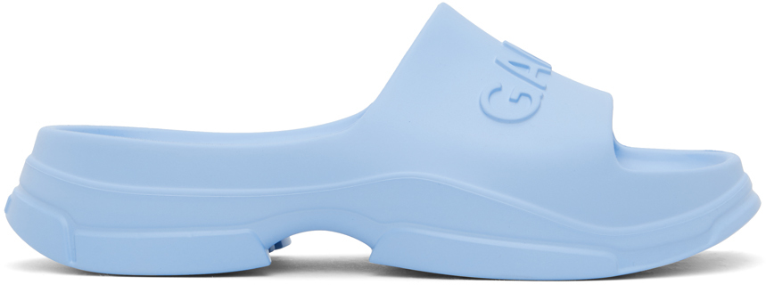 Shop Ganni Blue Pool Slide Sandals In 646 Baby Blue