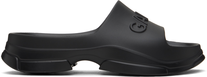Shop Ganni Black Pool Slide Sandals In 099 Black