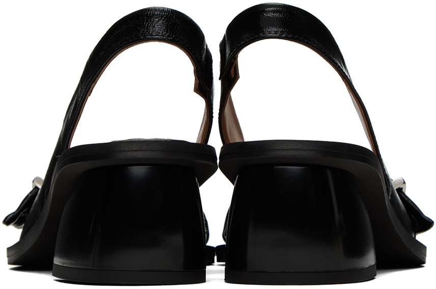 Ganni Feminine Buckle Slingback Pumps In 099 Black