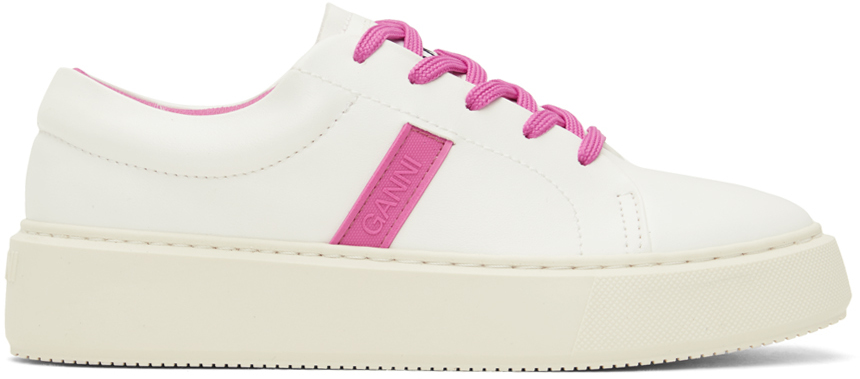 White & Pink Sporty Mix Cupsole Sneakers