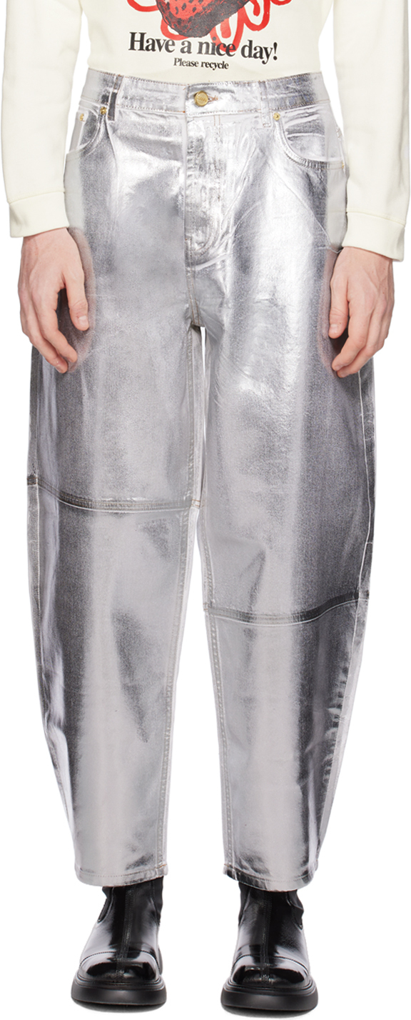 Ganni Silver Stary Jeans In Bright White