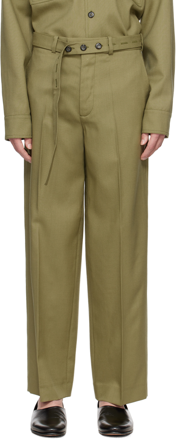 Rohe Green Belted Trousers In 093 Sage