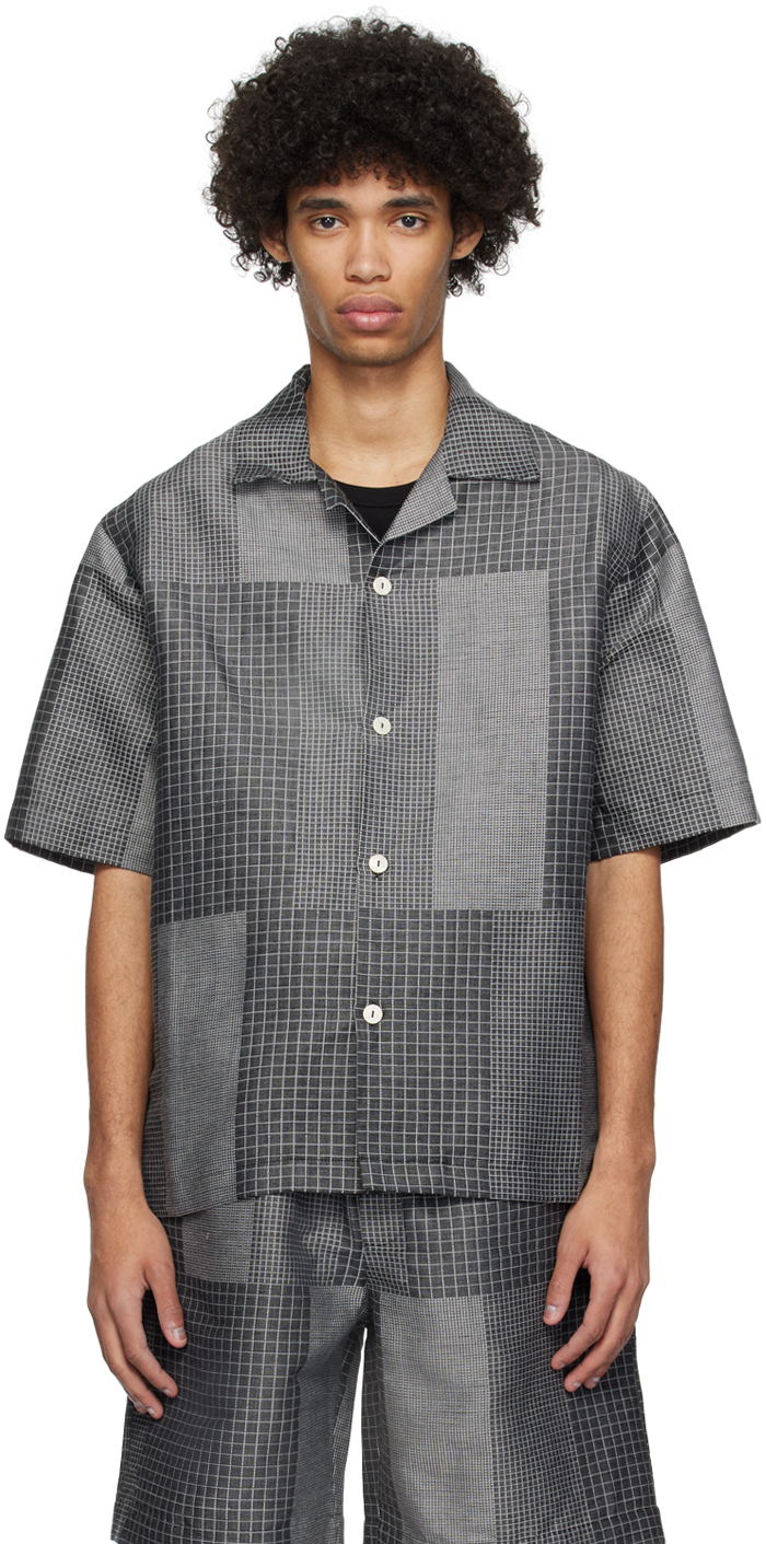 Rohe Grey Jacquard Shirt In 370 Archipaper Dark