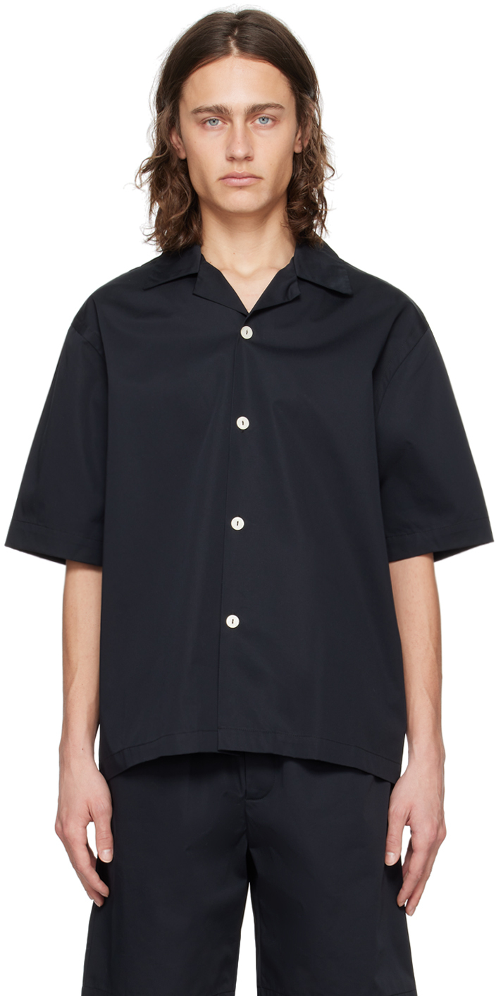 Rohe Black Camp Collar Shirt In 138 Noir