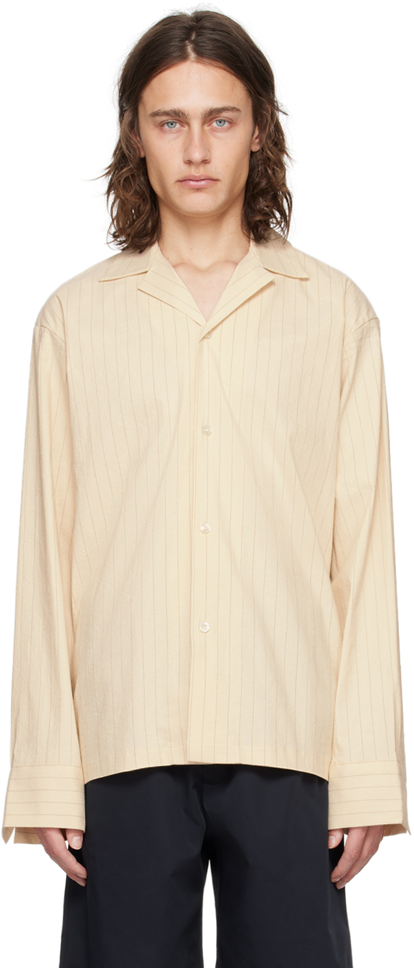 Rohe Off-white Pinstripe Shirt In 597 Off-white Stripe