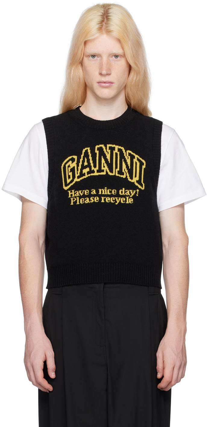 Ganni Black Graphic Vest