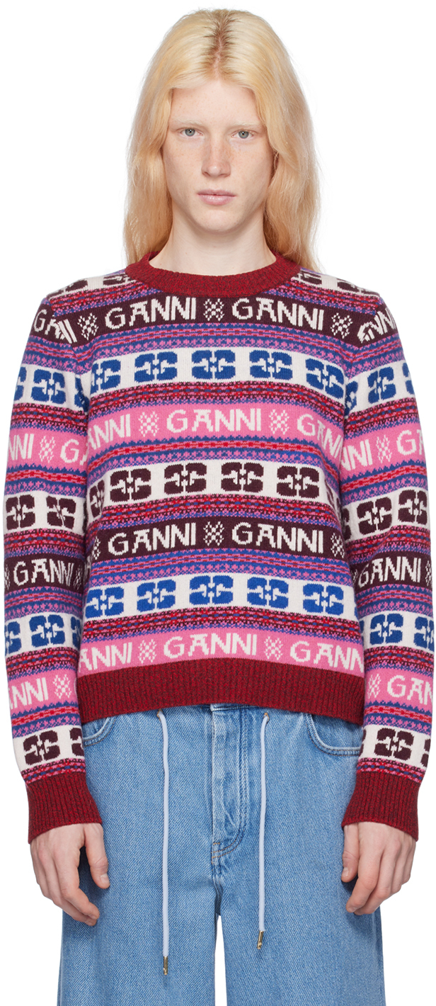 Ganni Multicolor Jacquard Sweater In Multicolour