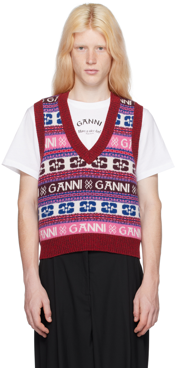 Ganni Multicolor Jacquard Vest In Multicolour