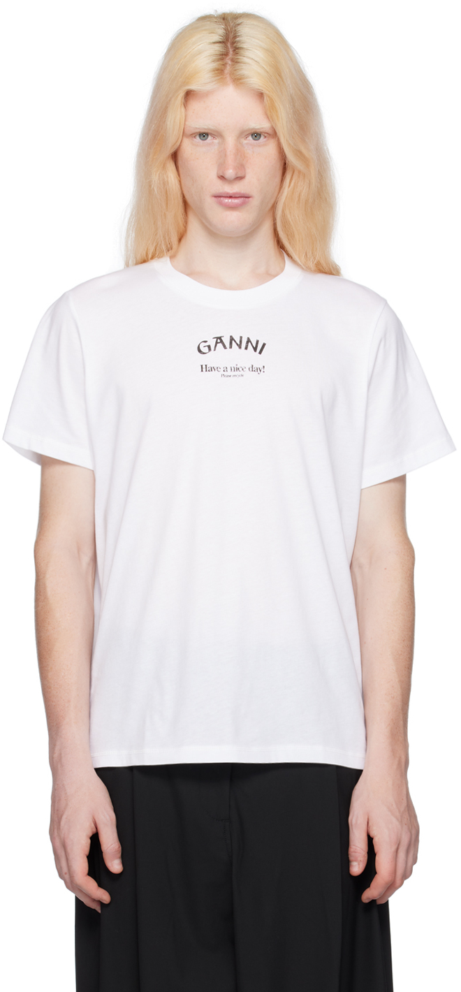 Ganni White Relaxed T-shirt In Bright White