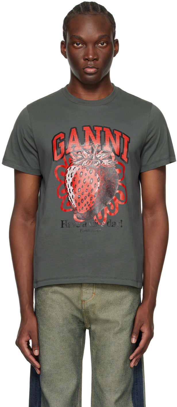 Gray Relaxed Strawberry T-Shirt