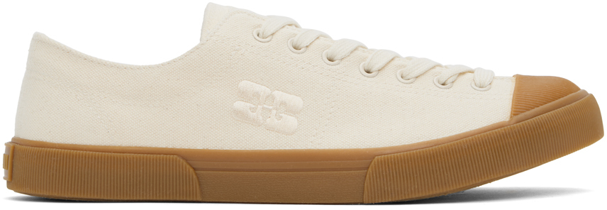 Ganni Off-white Classic Low Trainers In Egret