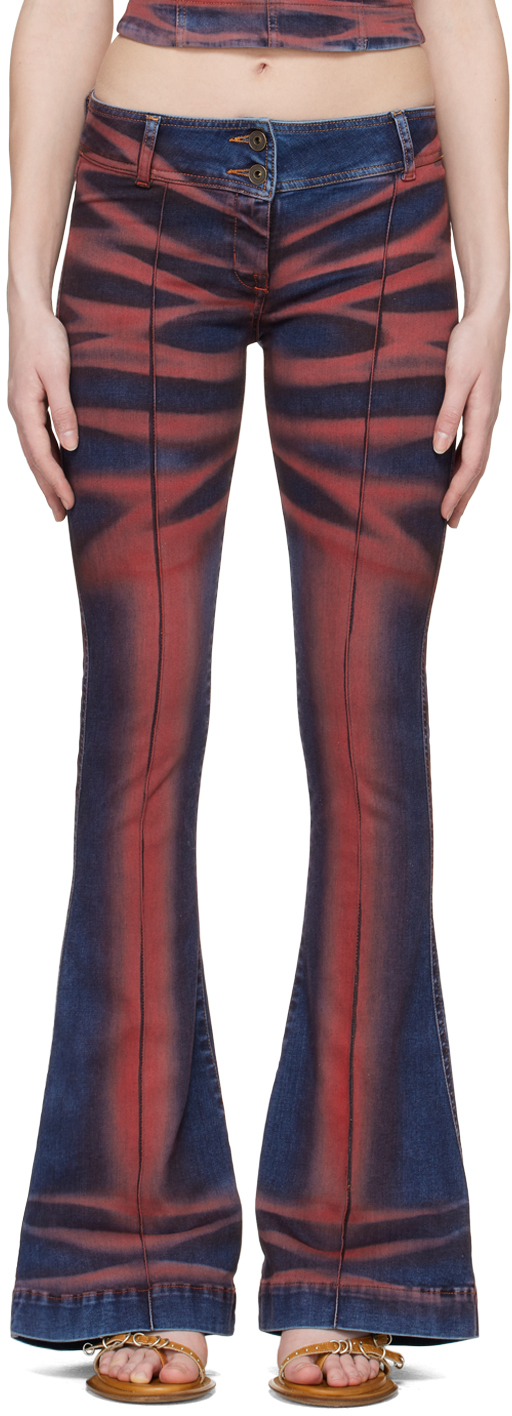 Shop Knwls Red & Navy Harley Jeans In Crease Red