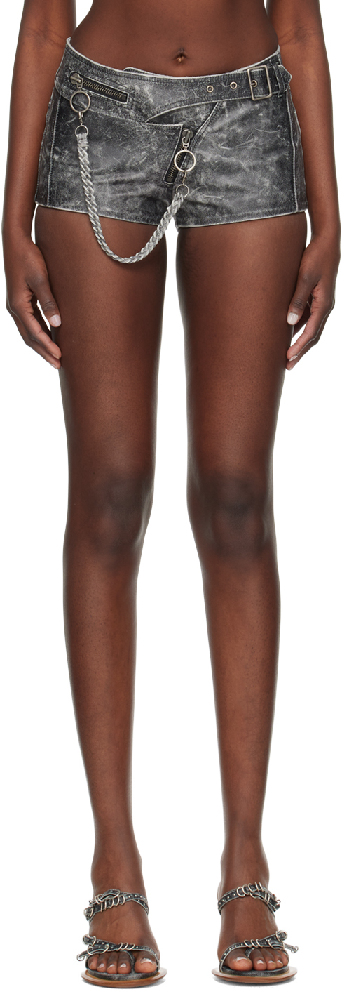 【関税込み】KNWLS ブラック Nihil レザーショートパンツ Black Nihil Leather Shorts by KNWLS on Sale