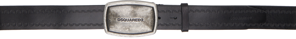 Dsquared2 Black Vintage Plaque Belt In M1601 Black+vintage