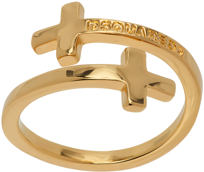 Dsquared2 Gold Jesus Ring In F193 Oro Gold