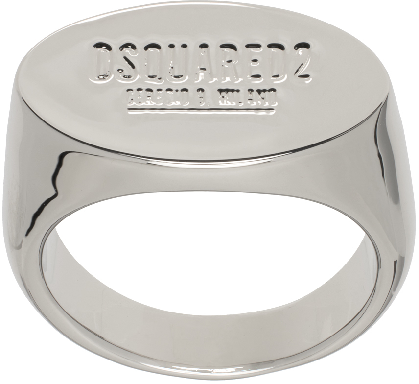 Silver D2 Tag Chain Ring