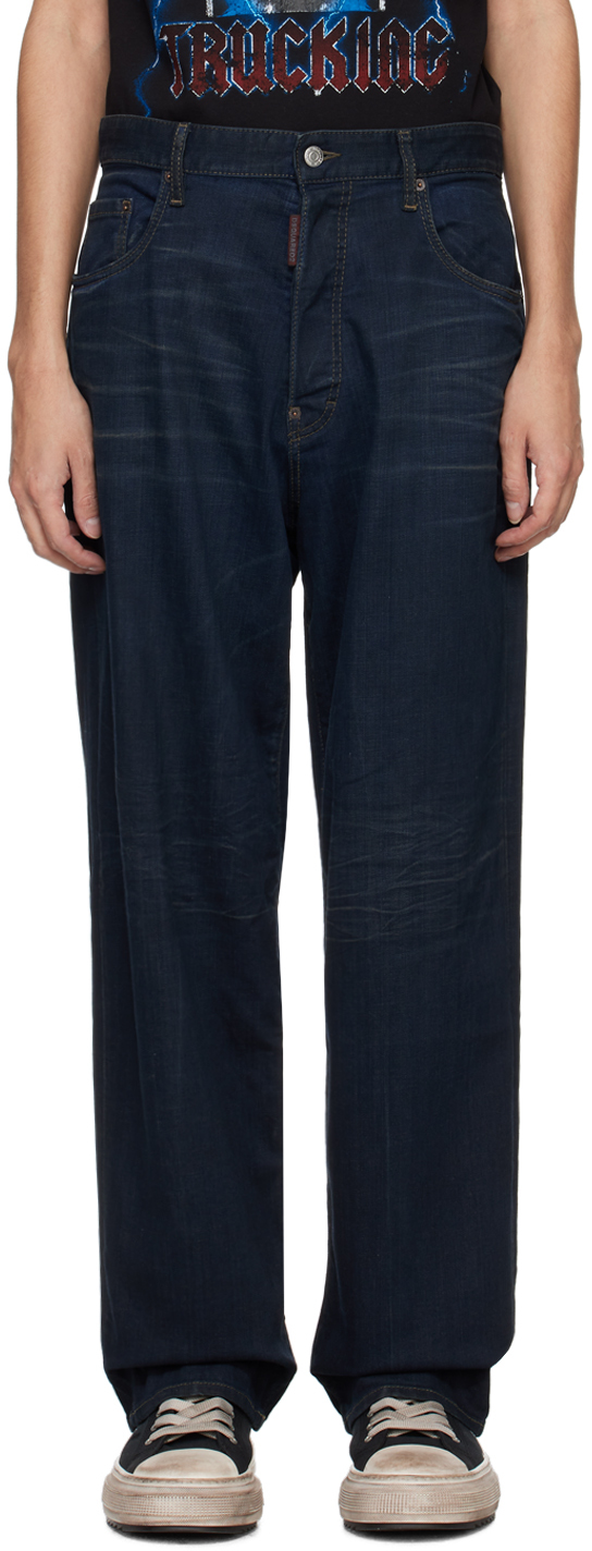 Shop Dsquared2 Indigo Eros Jeans In 470 Navy Blue