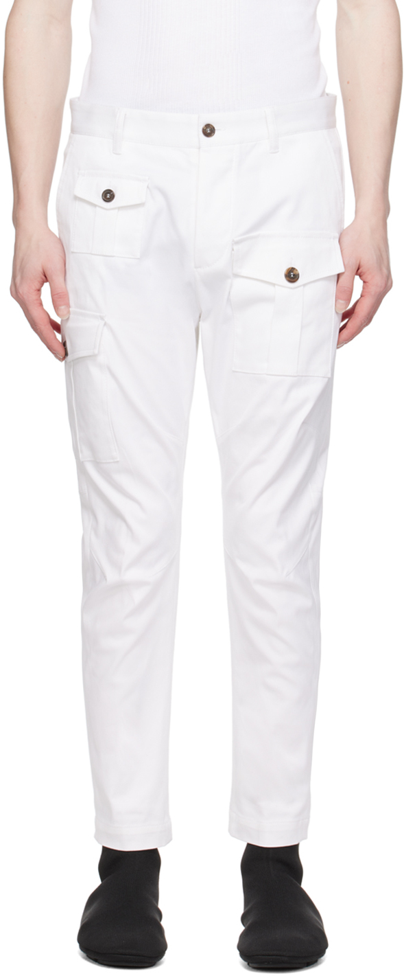 Shop Dsquared2 White Sexy Cargo Pants In 100 White