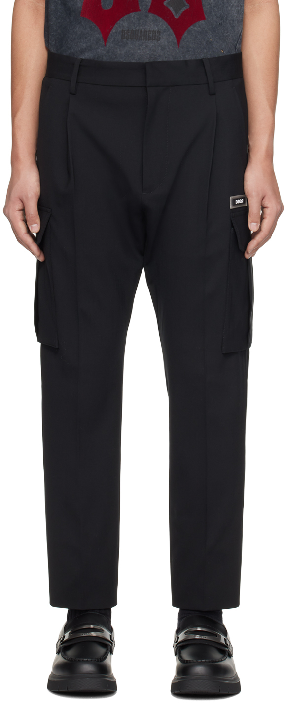 Dsquared2 Black Utility One Cargo Trousers In 900 Black