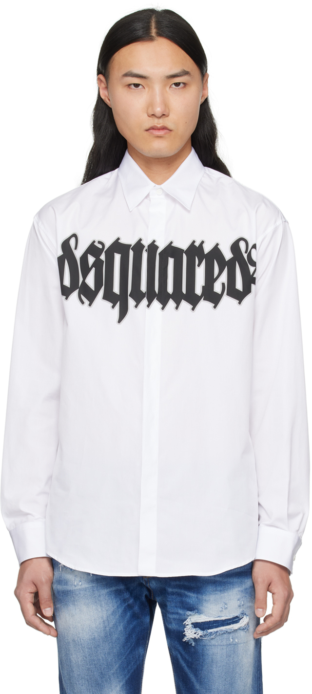 Dsquared2 White Gothic D2 Shirt In 100 White