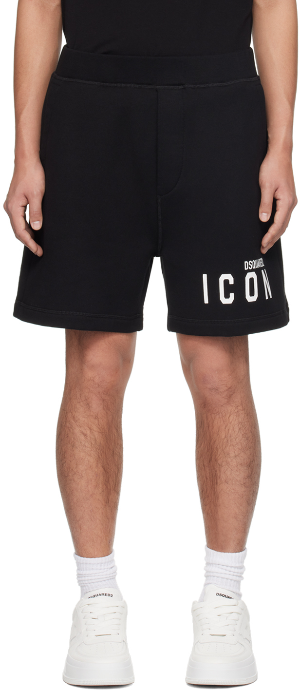 Dsquared2 Black Be 'icon' Relax Shorts In 965 Col. 965