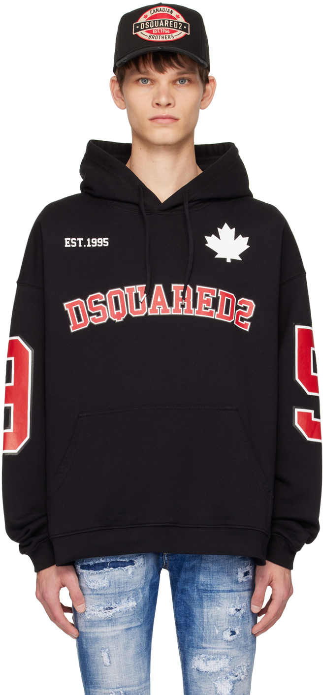 Shop Dsquared2 Black 'caten 64' Hoodie In 900 Black