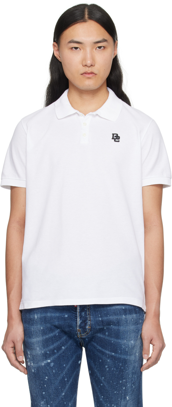 Dsquared2 White Tennis Fit Polo In 100 White