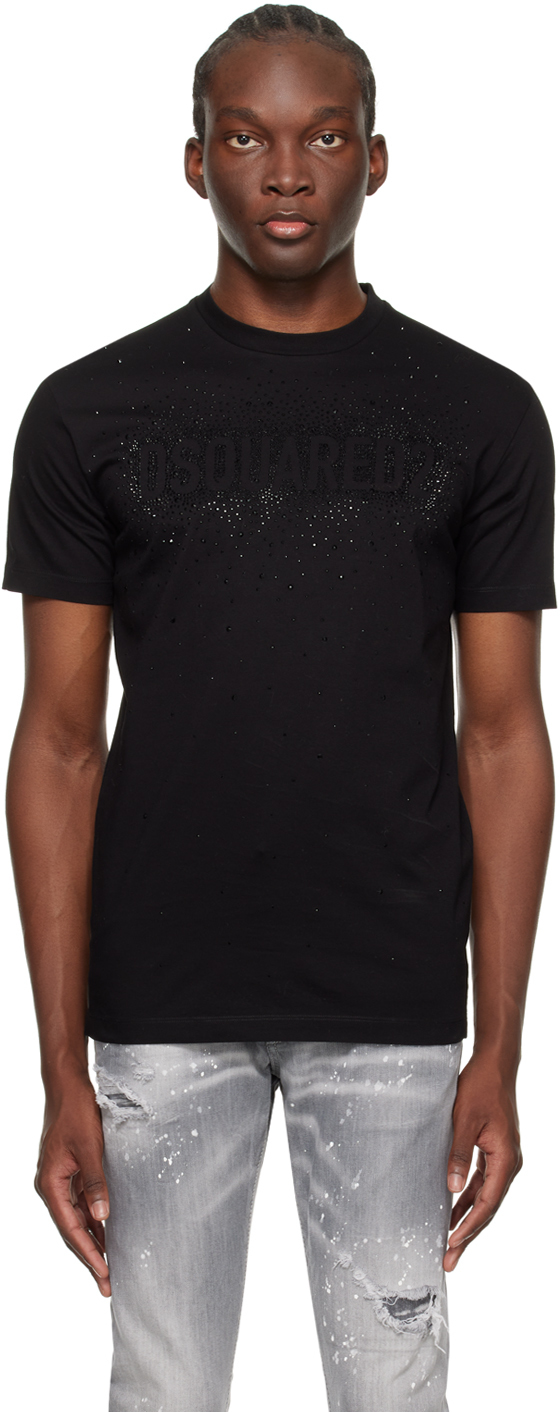 Dsquared2 Black Crystals Cool T-shirt In 900 Black