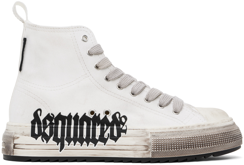 Dsquared2 White Berlin Sneakers In M072 White+black