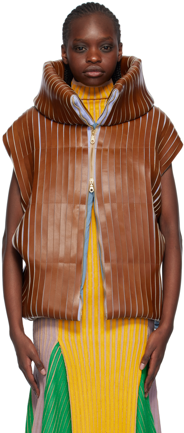 SSENSE Exclusive Brown & Blue Leather Vest