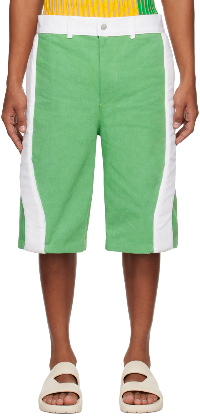 SSENSE Exclusive Green & White Denim Shorts