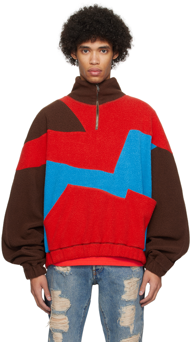 Brown & Red Striped Sweatshirt