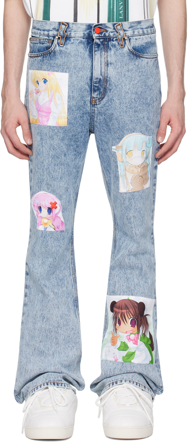 Blue Anime Patch Jeans