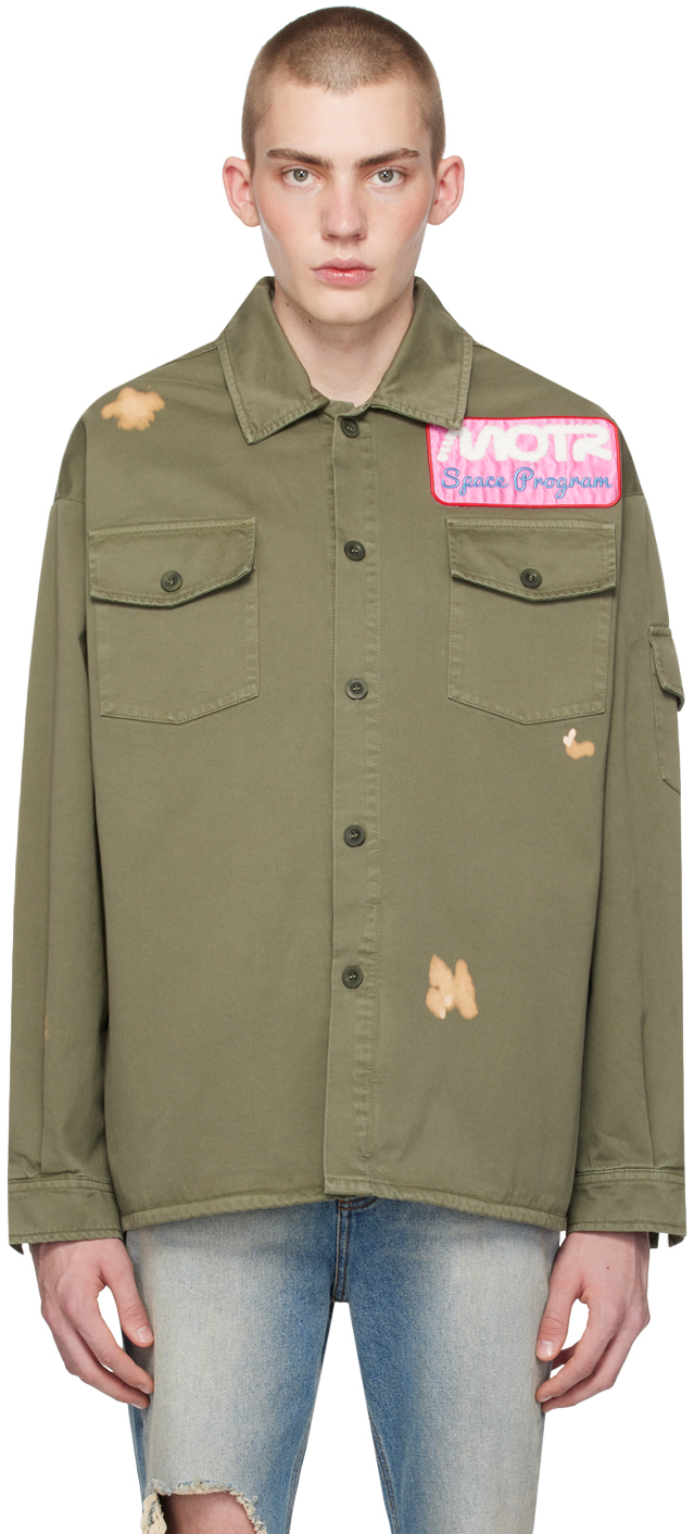 Shop Members Of The Rage Khaki Bleached Shirt In Military Green