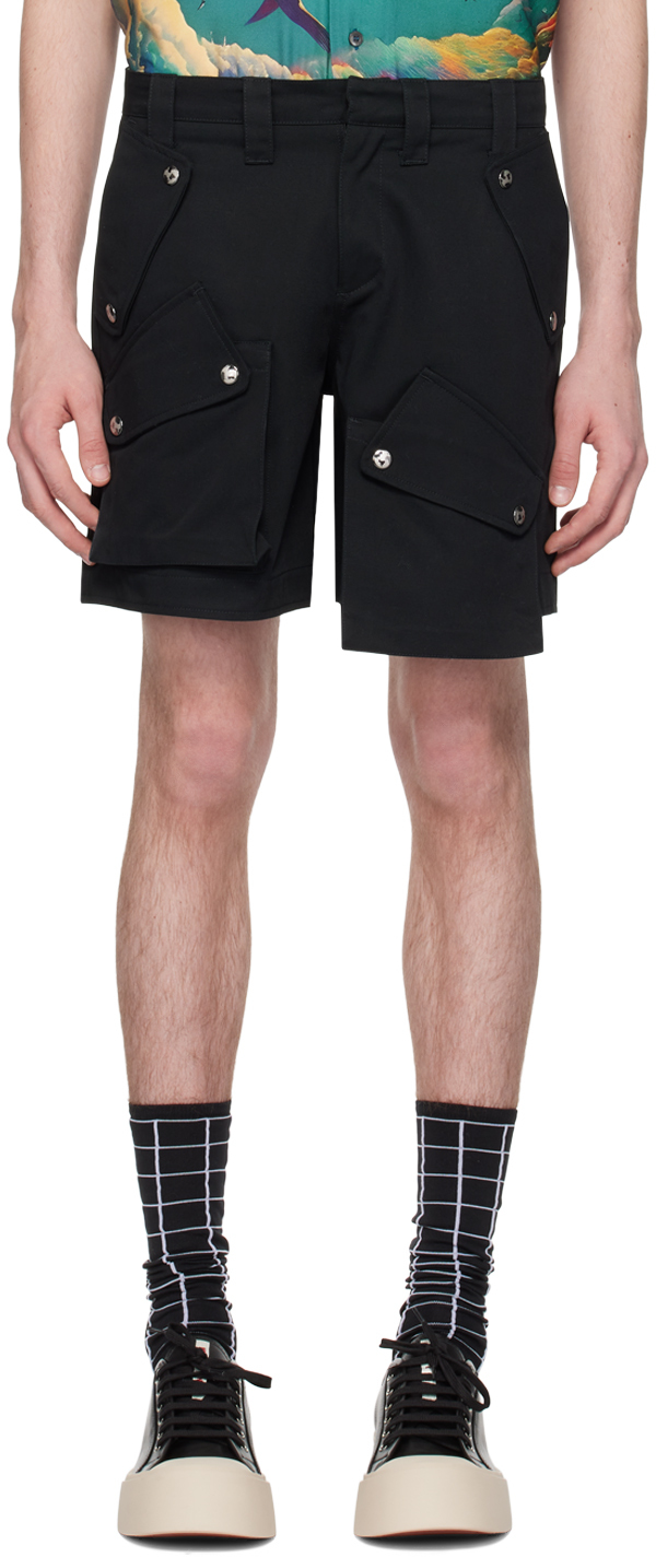 Shop Members Of The Rage Black Cargo Shorts