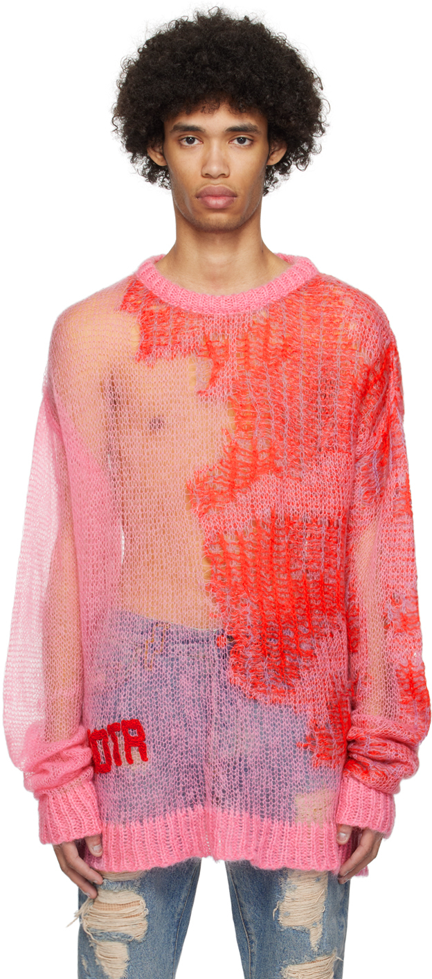 Pink & Red Sheer Sweater