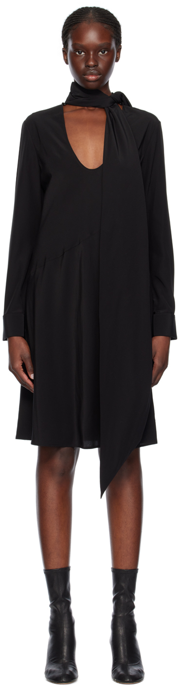 Shop Helmut Lang Black Scarf Midi Dress In 001 Black